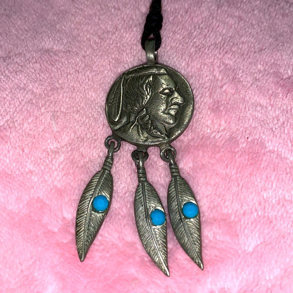 Beautiful indigenous style coin feather necklace 🪙